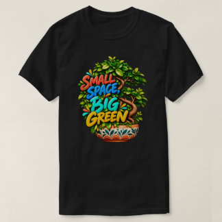 T-shirt Petit espace grande couleur verte Bonsaï botanique