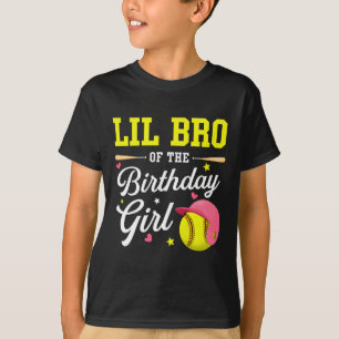T-shirt Petit Frère De La Fille De La Fête Joueur De Softb