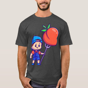 T-shirt Petit Garçon Avec Cartoon De Fruit À La Pêche