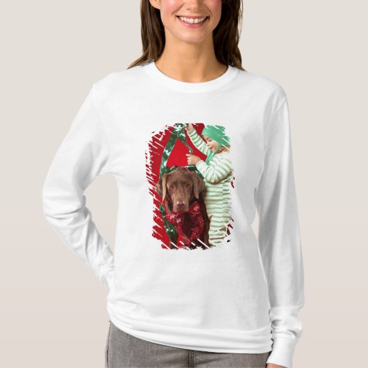 T-shirt Petit garçon décorant un chien (Devant)