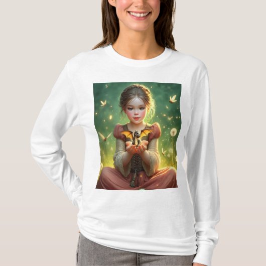 T-shirt Petit gardien de dragon avec papillons (Devant)