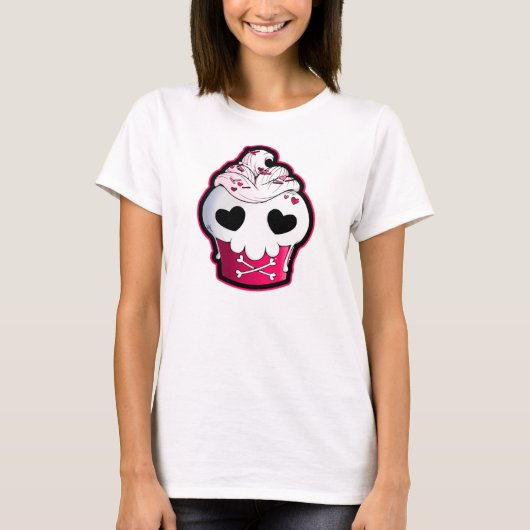 T-shirt Petit gâteau rose de crâne (Devant)