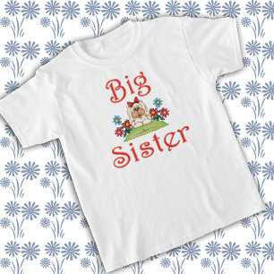 T-shirt Petit Grosse Soeur Fluffy Chien Chiot Blanc