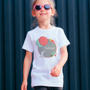 T-shirt Petit lapin volant avec ballons personnalisés