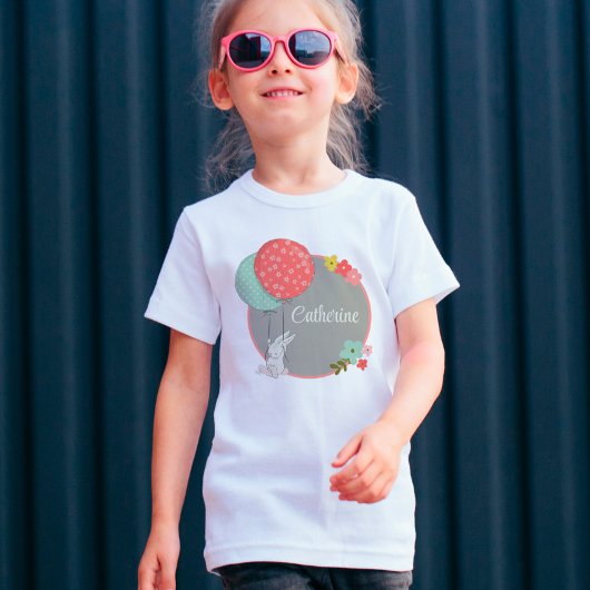 T-shirt Petit lapin volant avec ballons personnalisés