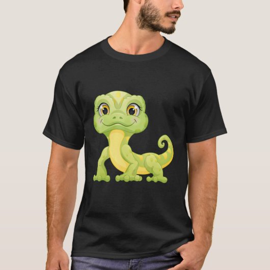 T-shirt Petit Lézard Vert Iguane Reptiles (Devant)