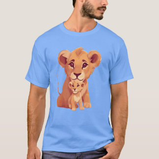 T-shirt Petit lion avec mère vintage