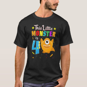 T-shirt Petit Monstre 4e anniversaire Monstre de fête 4 an