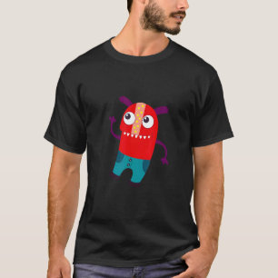 T-shirt Petit Monstre Rouge Amusant