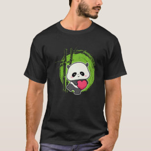 T-shirt Petit Ours Panda Coeur Mignonne Animal Pour Hommes