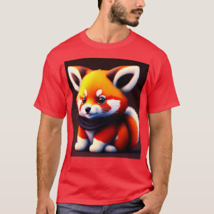 T-shirt Petit Panda Rouge Avec Synode Violet