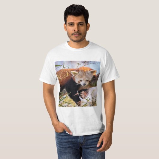 T-shirt Petit panda rouge pâle (Devant entier)