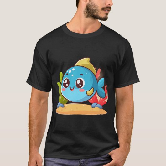T-shirt Petit Poisson Bleu Adorable (Devant)