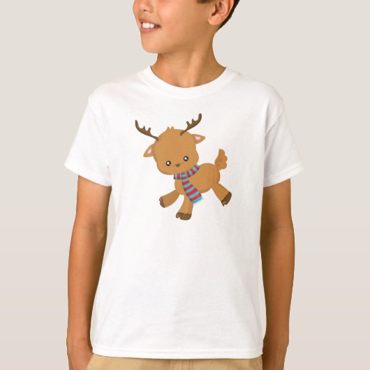 T-shirt Petit Renne, Petit Renne, Antlers, Écharpe (Devant)