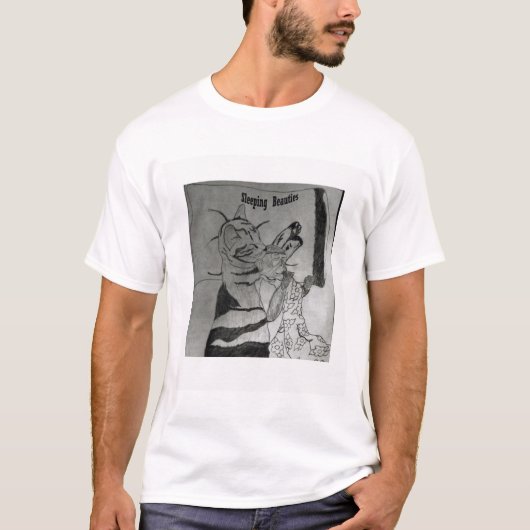 T-shirt Petit somme de chat avec un singe (Devant)