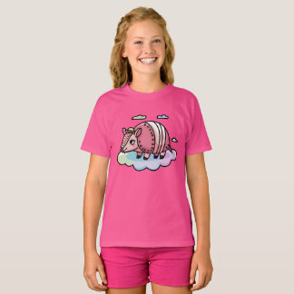 T-shirt Petit Tatou Rose Flottant sur un Nuage
