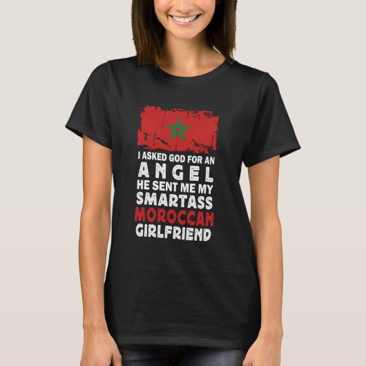 T-shirt Petite amie marocaine drôle et maligne Drapeau du (Devant)
