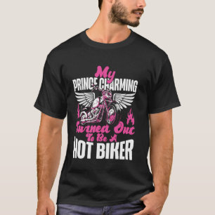 T-shirt Petite amie motard de moto classique Mon prince ch