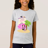 T-Shirt Petite Brunette Pirate Girl & A Big Ship Custom Na (Devant)