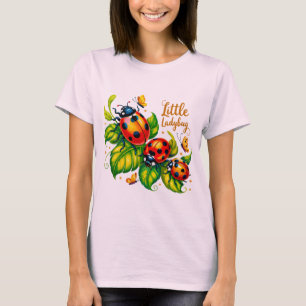 T-shirt Petite coccinelle colorée d'insectes rose