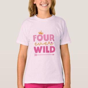 T-shirt Petite fille 4e anniversaire Quatre Couronne sauva