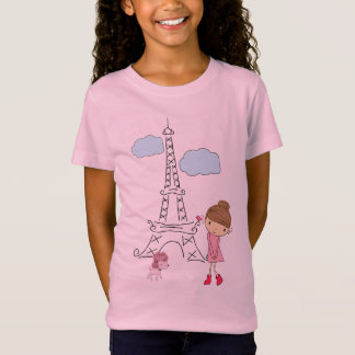 T-Shirt Petite fille à Paris avec la chemise de caniche