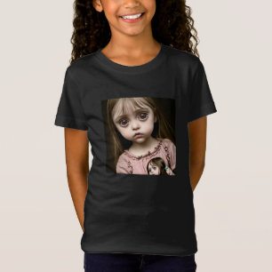 T-Shirt Petite Fille aux Yeux Hantants Enfants d'Halloween