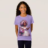 T-Shirt Petite Fille Avec De Belles Fleurs De Printemps (Devant entier)