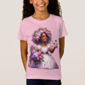 T-Shirt Petite Fille Avec De Belles Fleurs De Printemps (Devant)