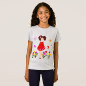 T-Shirt Petite fille dans le jardin (Devant entier)