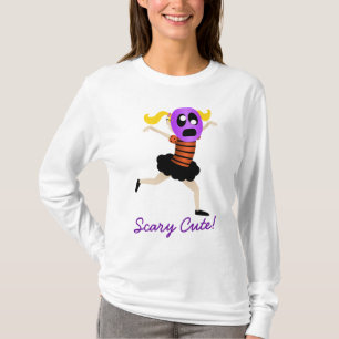 T-shirt Petite fille dans un Masque d'Halloween "Scary mig