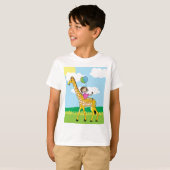 T-shirt Petite fille et girafe (Devant entier)