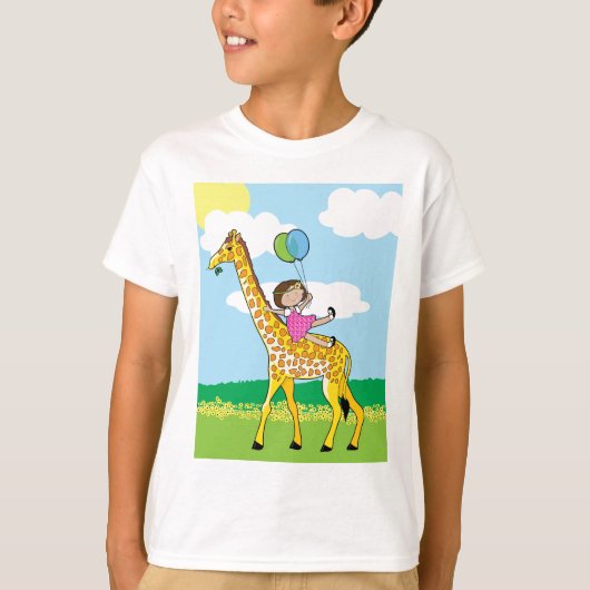 T-shirt Petite fille et girafe (Devant)