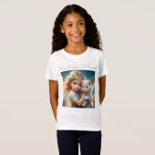 T-Shirt Petite fille et mignonne amie de chat (Devant entier)
