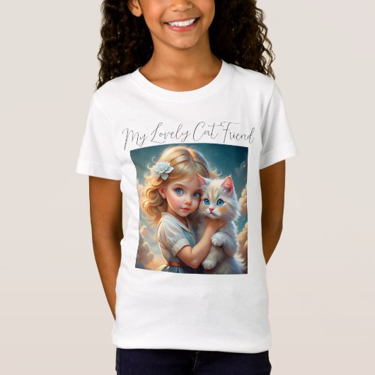 T-Shirt Petite fille et mignonne amie de chat (Devant)