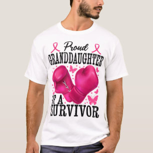 T-shirt Petite-fille fière Survivante Cancer du sein Boxe 