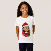 T-Shirt Petite fille hispanique aux cheveux noirs longs (Devant entier)