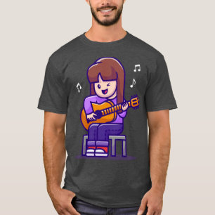 T-shirt Petite fille Jouant de la guitare