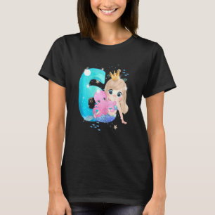 T-shirt Petite fille mignonne Sirène six ans Anniversaire