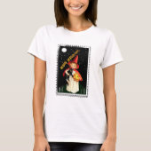 T-shirt Petite fille nostalgique, Jack-o’-lanterne et chat (Devant)