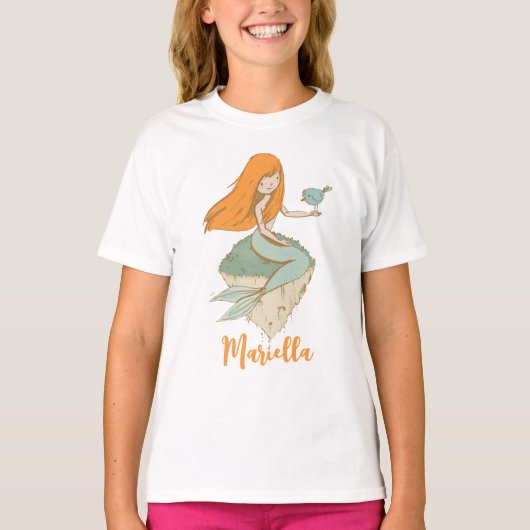 T-shirt Petite fille sirène Anniversaire (Devant)