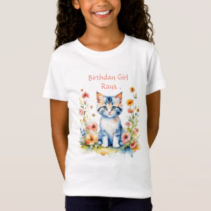 T-Shirt Petite Kitten Fille d'anniversaire personnalisée