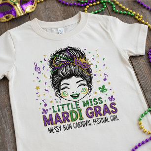 T-shirt "Petite Miss Mardi Gras", Carnaval Bun Ébouriffé