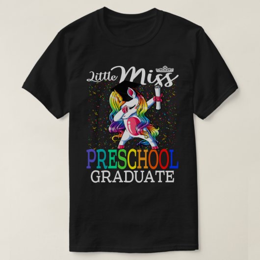 T-shirt Petite Miss Preschool Graduate Unicorn (Design devant)