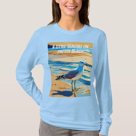 T-shirt Petite Mouette sur une plage (Conçu) (Devant)