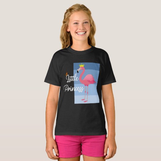 T-shirt Petite princesse Flamant rose rose - Filles Basi (Devant entier)