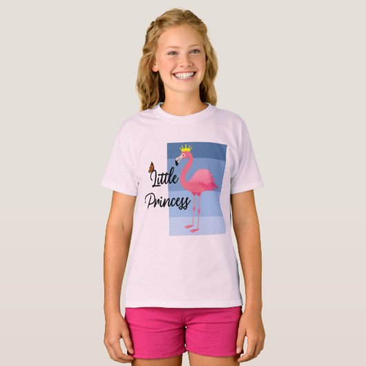 T-shirt Petite princesse Flamant rose rose - Filles Basi (Devant entier)