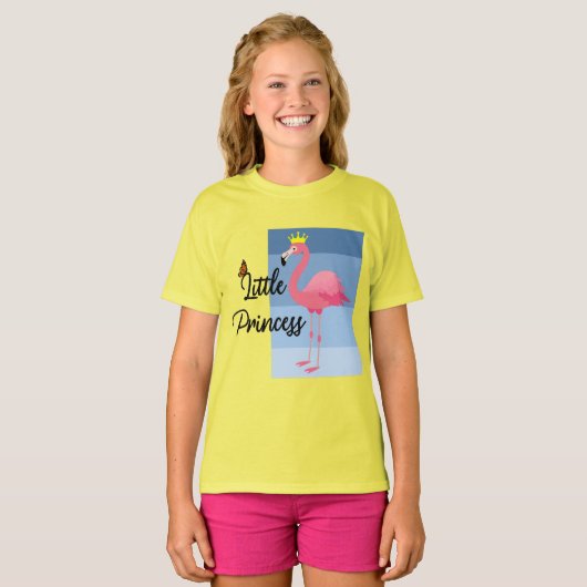 T-shirt Petite princesse Flamant rose rose - Filles Basi (Devant entier)
