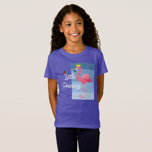 T-Shirt Petite princesse Flamant rose rose - Fille's Fine (Devant entier)