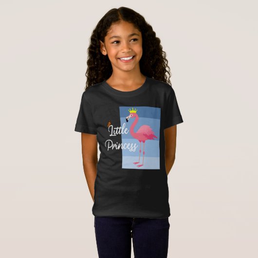 T-Shirt Petite princesse Flamant rose rose - Fille's Fine (Devant entier)